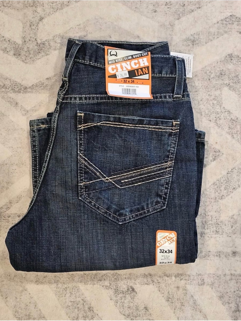 Cinch Men's Dark Blue Slim Jeans with Contrast Stitching